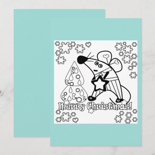 Vrolijk kerstfeest Nieuwjaar Symbool Mouse Cartoon Kaart (Voorkant / Achterkant)