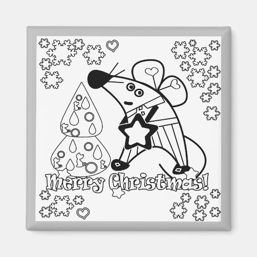 Vrolijk kerstfeest Nieuwjaar Symbool Mouse Cartoon Magneet (Voorkant)