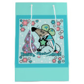 Vrolijk kerstfeest Nieuwjaar Symbool Mouse Cartoon Medium Cadeauzakje (Achterkant)