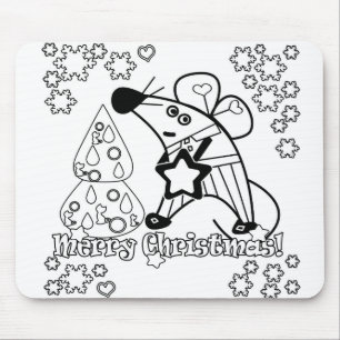 Vrolijk kerstfeest Nieuwjaar Symbool Mouse Cartoon Muismat