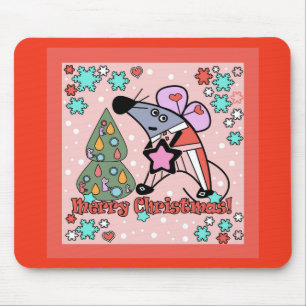 Vrolijk kerstfeest Nieuwjaar Symbool Mouse Cartoon Muismat