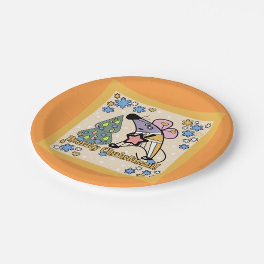 Vrolijk kerstfeest Nieuwjaar Symbool Mouse Cartoon Papieren Bordje (Gekanteld)