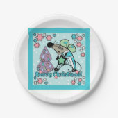 Vrolijk kerstfeest Nieuwjaar Symbool Mouse Cartoon Papieren Bordje (Voorkant)