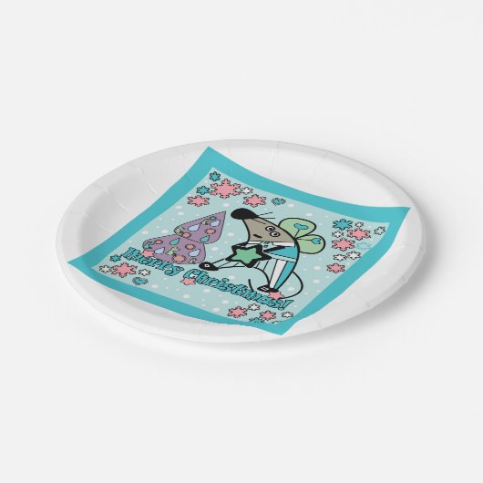 Vrolijk kerstfeest Nieuwjaar Symbool Mouse Cartoon Papieren Bordje (Gekanteld)