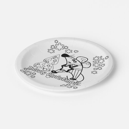 Vrolijk kerstfeest Nieuwjaar Symbool Mouse Cartoon Papieren Bordje (Gekanteld)