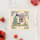 Vrolijk kerstfeest Nieuwjaar Symbool Mouse Cartoon Servet (Insitu)