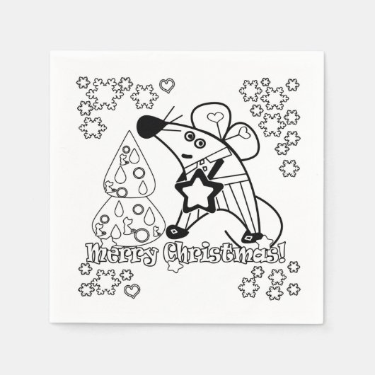 Vrolijk kerstfeest Nieuwjaar Symbool Mouse Cartoon Servet (Voorkant)