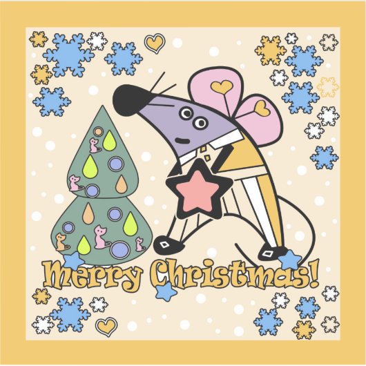 Vrolijk kerstfeest Nieuwjaar Symbool Mouse Cartoon Sticker (Voorkant)