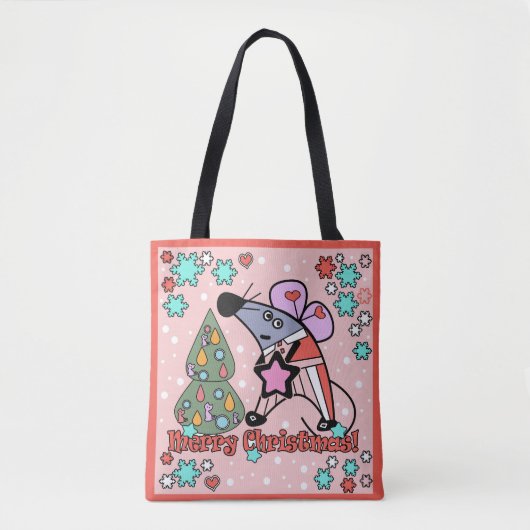 Vrolijk kerstfeest Nieuwjaar Symbool Mouse Cartoon Tote Bag (Voorkant)