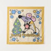 Vrolijk kerstfeest Nieuwjaar Symbool Mouse Cartoon Wandkleed (Voorkant)