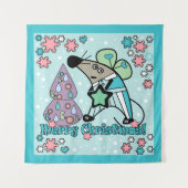 Vrolijk kerstfeest Nieuwjaar Symbool Mouse Cartoon Wandkleed (Voorkant)