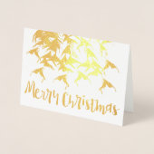 Vrolijk kerstfeest Nieuwjaar Typografie Silver Foi Folie Kaarten (Voorkant)