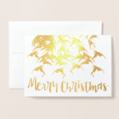 Vrolijk kerstfeest Nieuwjaar Typografie Silver Foi Folie Kaarten (Voorkant met envelop)