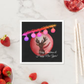 Vrolijk kerstfeest, Nieuwjaar waterverf hertenserv Servet (Insitu)