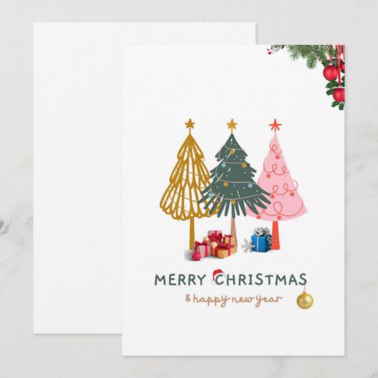 Vrolijk Kerstfeest & Nieuwjaar wenskaart Feestdagenkaart (Voorkant / Achterkant)