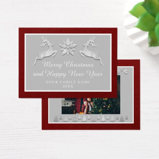 Vrolijk kerstfeest, nieuwjaarsnaam Burgundy Gray Visitekaartje (Bureau)