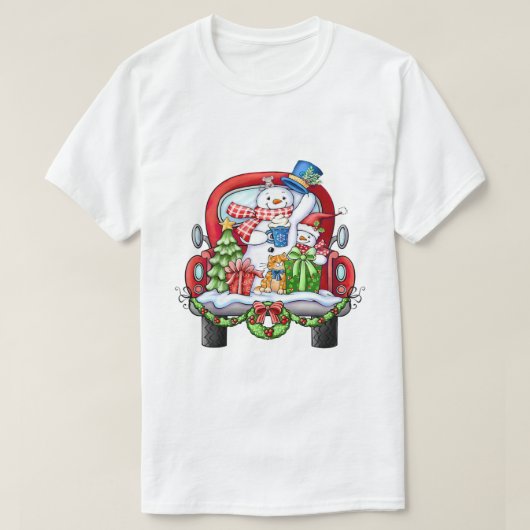 Vrolijk kerstfeest Noel Santa Snowman T-Shirt (Design voorkant)