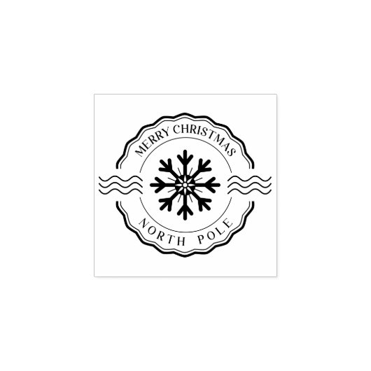 Vrolijk Kerstfeest Noordpool Rood Classic Rubberstempel (Afrduk)