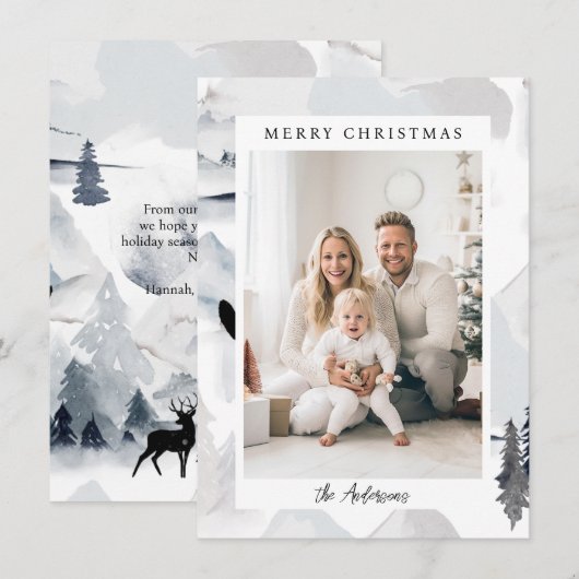 vrolijk kerstfeest! Noordse, eenvoudige foto Feestdagenkaart (Voorkant / Achterkant)