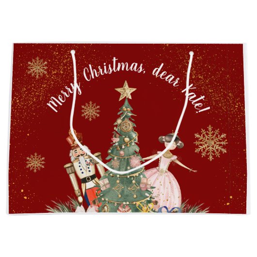 Vrolijk kerstfeest Notenkraker Deep Red Groot Cadeauzakje (Voorkant)