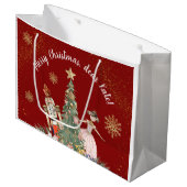 Vrolijk kerstfeest Notenkraker Deep Red Groot Cadeauzakje (Voorkant Gekanteld)