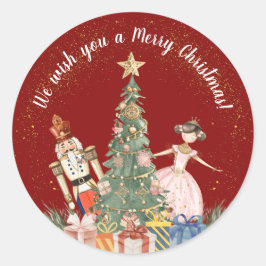 Vrolijk kerstfeest notenkraker ronde sticker