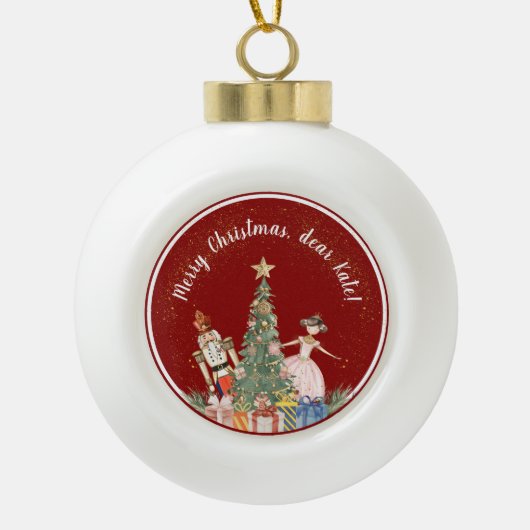 Vrolijk kerstfeest notenkraker rood keramische bal ornament (Voorkant)