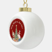 Vrolijk kerstfeest notenkraker rood keramische bal ornament (Rechts)