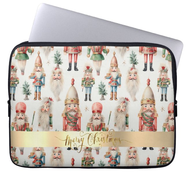 Vrolijk Kerstfeest Notenkraker Vakantie Laptop Sleeve (Voorkant)