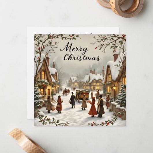 Vrolijk kerstfeest  notitiekaartje (Voorkant / Achterkant in situ)