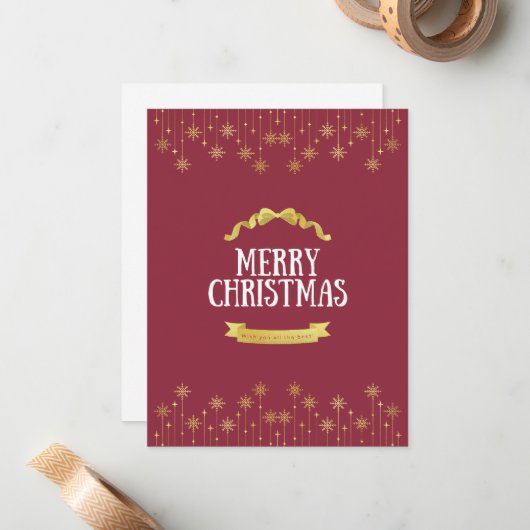 Vrolijk kerstfeest notitiekaartje (Voorkant / Achterkant in situ)