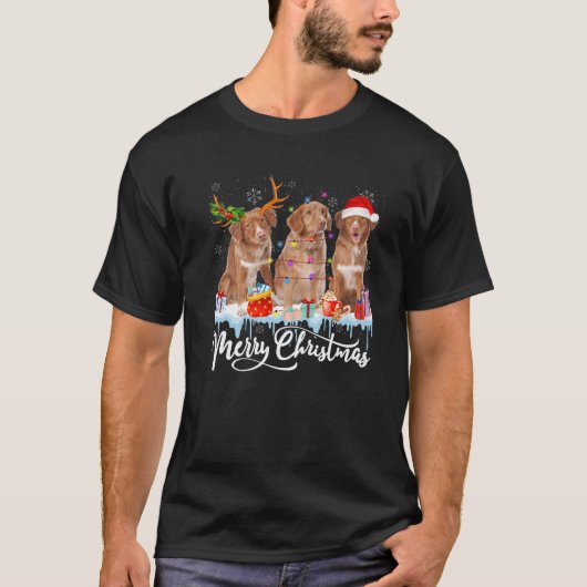 Vrolijk kerstfeest Nova Scotia Duck Tolling Retrie T-shirt (Voorkant)