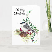 Vrolijk kerstfeest Nuthatch Bird Holiday Card Kaart