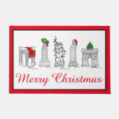 Vrolijk Kerstfeest NYC Gebouwen Bezienswaardighede Deurmat (Voorkant)