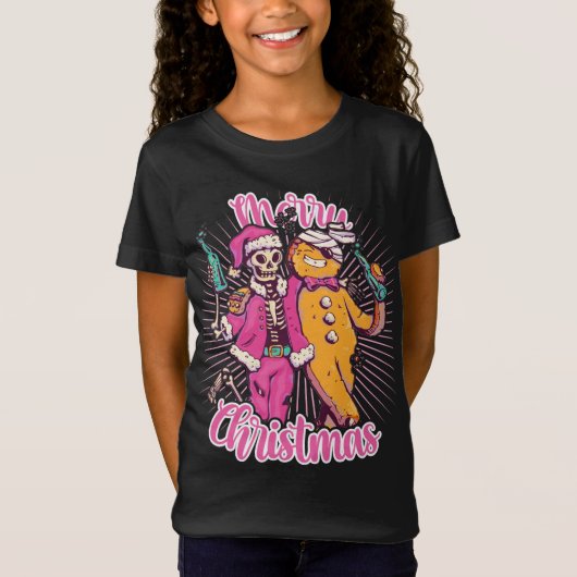 Vrolijk kerstfeest Oegly Sweater Skeleton Santa Gi T-shirt (Voorkant)