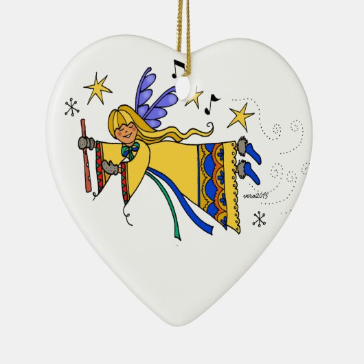 Vrolijk kerstfeest Oekraïnse volkskunst Angel Keramisch Ornament (Rechts)