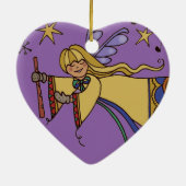 Vrolijk kerstfeest Oekraïnse volkskunst Angel Keramisch Ornament (Achterkant)