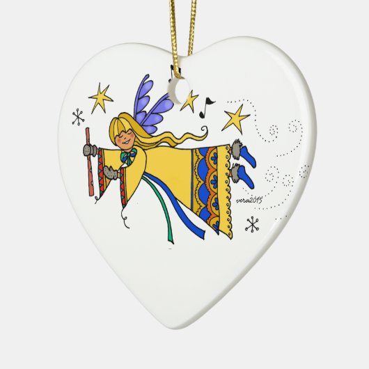 Vrolijk kerstfeest Oekraïnse volkskunst Angel Keramisch Ornament (Links)