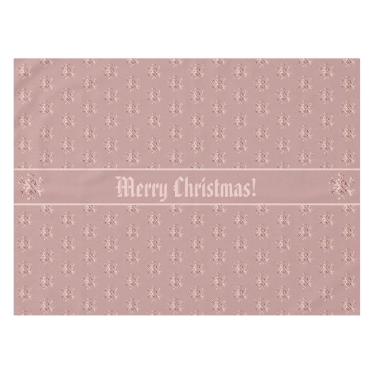 Vrolijk kerstfeest of jouw tekst Roos Gold Snowfla Tafelkleed (Voorkant (Horizontaal))