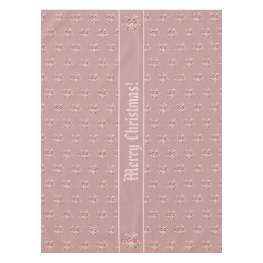 Vrolijk kerstfeest of jouw tekst Roos Gold Snowfla Tafelkleed (Voorkant)