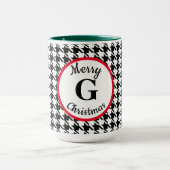 Vrolijk Kerstfeest of Naam op Houndstooth 15oz Mok (Midden)