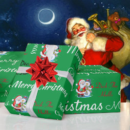 Vrolijk kerstfeest of Prettige feestdagen Groen Wi Cadeaupapier