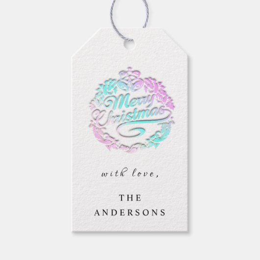 Vrolijk kerstfeest om de grote Royal Bells Roze te Cadeaulabel (Voorkant)