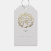 Vrolijk kerstfeest om krans Royal Bells zwart te n Cadeaulabel (Achterkant)