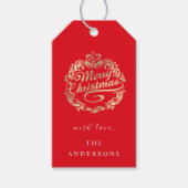 Vrolijk kerstfeest om krans Royal Red Golden te no Cadeaulabel (Voorkant)