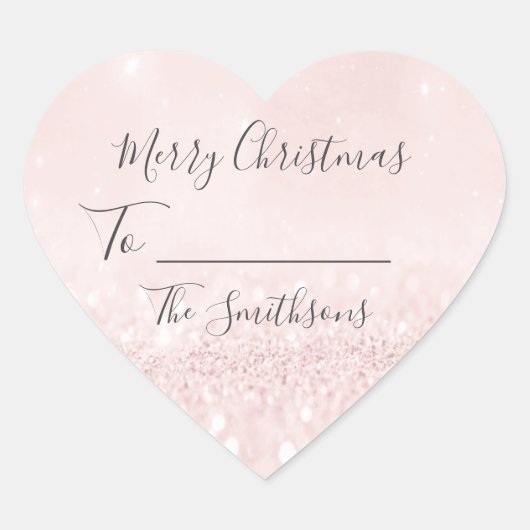 Vrolijk kerstfeest om roze hart pastel te noemen hart sticker (Voorkant)