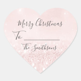 Vrolijk kerstfeest om roze hart pastel te noemen hart sticker