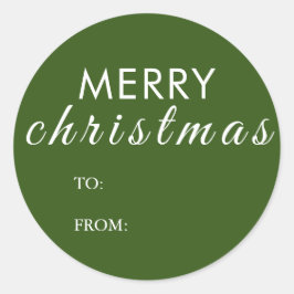 Vrolijk kerstfeest om van naam cadeau ronde sticker