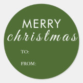 Vrolijk kerstfeest om van naam cadeau ronde sticker (Voorkant)