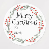 Vrolijk kerstfeest om van rustieke krans lijst sch labels (Design 1)